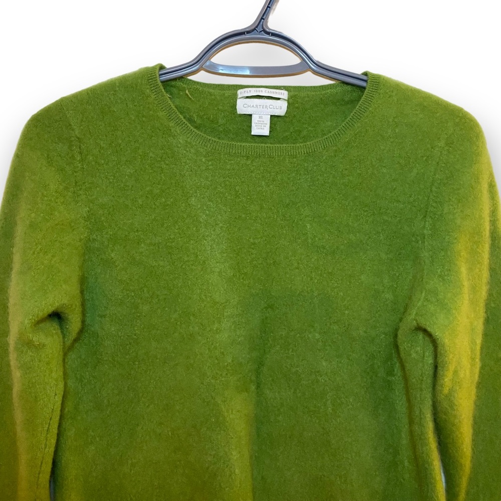 Cashmere Cropped Green Sweater - Picture 6 of 7